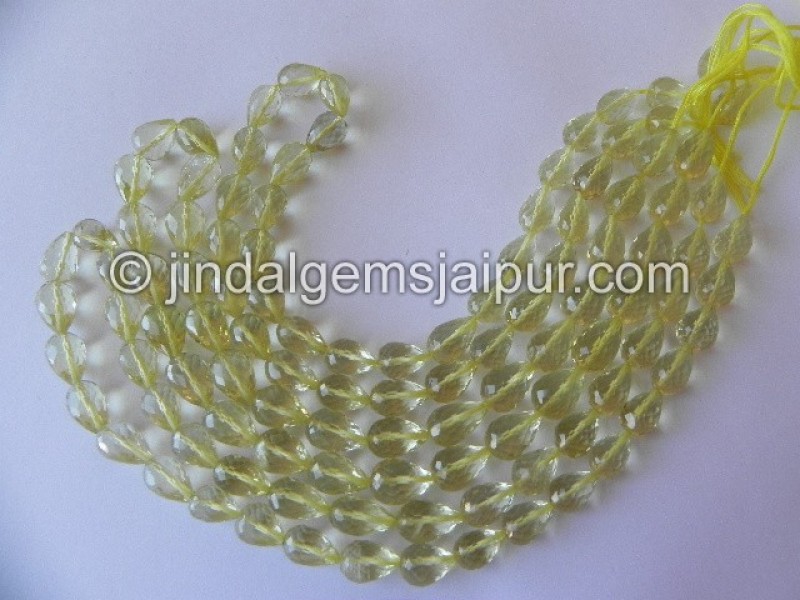 Lemon Quartz Faceted Drops Shape Beads